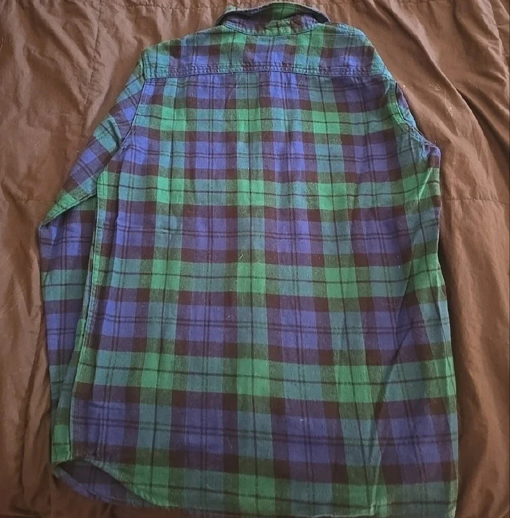GAP Kids Green & Blue Plaid Button-Down Flannel Shirt XXL 14-16 Boys